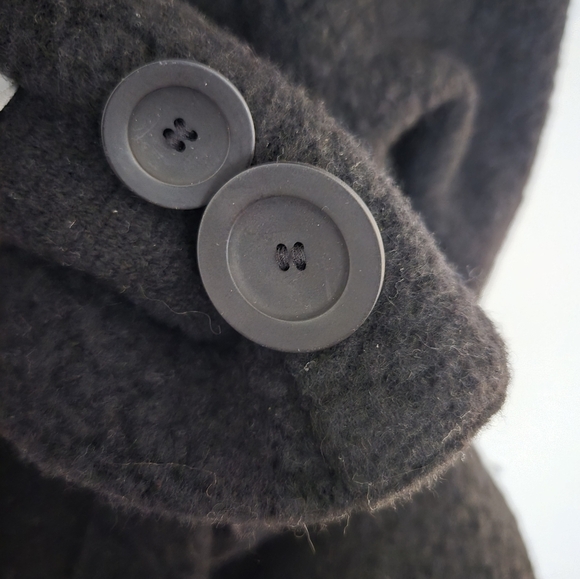 Eileen Fisher Black wool blend single button winter coat | size large - Picture 5 of 9